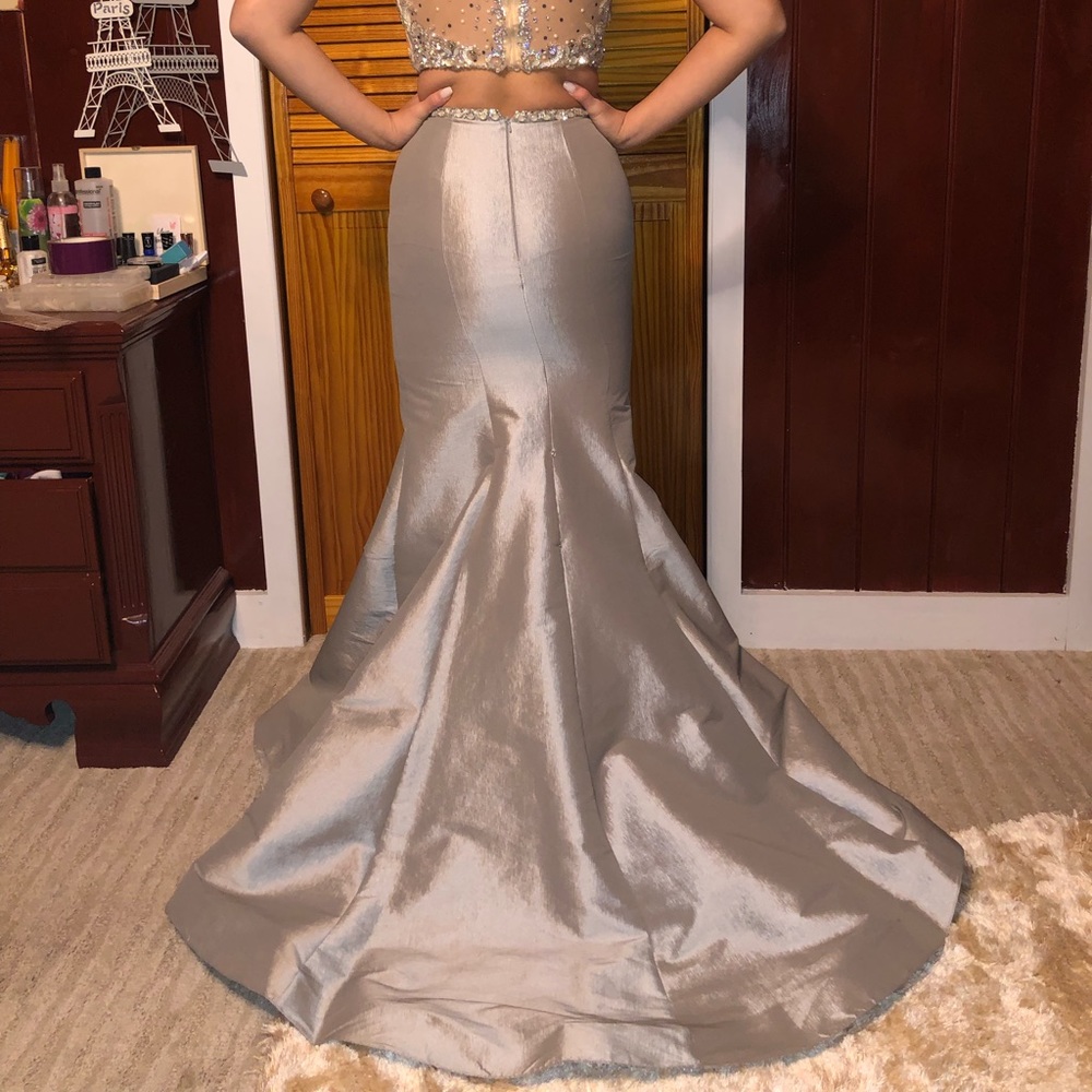 Gray/Silver Two Piece Prom Dress - Picture 6 of 6